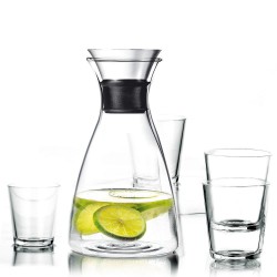 EVA SOLO karaf glas dripfree met RVS accent + 4 glazen 25 cl