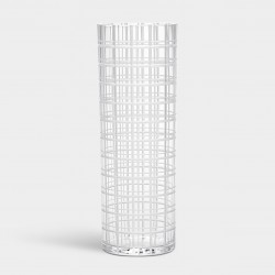 ORREFORS CRYSTAL vaas CUT IN NUMBER CHECKERS H 33cm