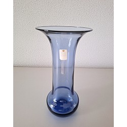 VINTAGE HOLMEGAARD vaas TROMPET transparant blauw glas H 19cm