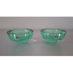 VINTAGE IITTALA waxinelchten BALLO groen dia 9,3cm set 2 stuks