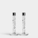 ORREFORS CRYSTAL kandelaars CARAT kristalglas/ RVS H 24,2cm set 2 stuks