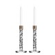 ORREFORS CRYSTAL kandelaars CARAT kristalglas/ messing H 24,2cm set 2 stuks