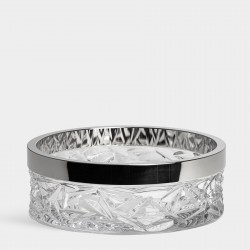 ORREFORS CRYSTAL schaal CARAT met RVS rand dia 21,6cm