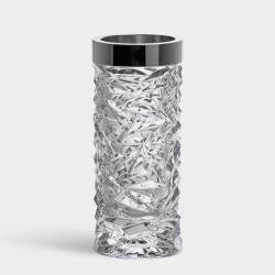 ORREFORS CRYSTAL vaas CARAT met RVS rand H 24cm
