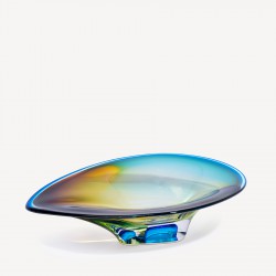 KOSTA BODA schaal MIRAGE blauw/amber 38cm