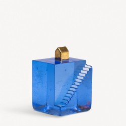 KOSTA BODA sculptuur FORTRESS STAIRS blauw/ goud