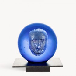KOSTA BODA sculptuur HEADMAN blauw H14,5cm