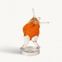 KOSTA BODA sculptuur HAPPINESS BADLYCKA geel/ rood