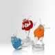 KOSTA BODA sculptuur HAPPINESS BADLYCKA geel/ rood
