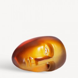 KOSTA BODA sculptuur BRAINS JOY WINS amber-geel