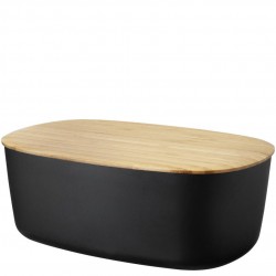 RIG-TIG by Stelton broodtrommel L zwart met bamboe houten deksel