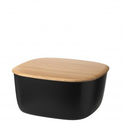 RIG-TIG by Stelton broodjestrommel BOX-IT M zwart met bamboe deksel