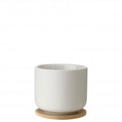 STELTON theekop THEO zand met bamboe onderzetter set 2 stuks