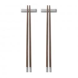 GEORG JENSEN Bernadotte Chopsticks Manikarahout/ RVS incl. RVS legger 2 sets