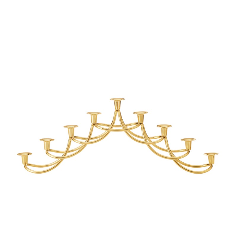 GEORG JENSEN kandelaar HARMONY MENORAH goudkleur H 14,2 cm