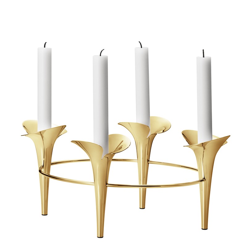 GEORG JENSEN Advent kandelaar BLOOM goudkleur