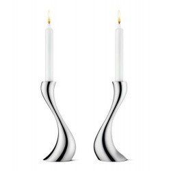 GEORG JENSEN kandelaars COBRA set 2 stuks RVS medium