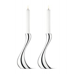 GEORG JENSEN kandelaars COBRA set 2 stuks RVS groot