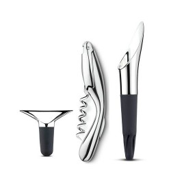 GEORG JENSEN Wijnaccessoire set RVS/ zwart