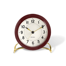 ARNE JACOBSEN Station wekker bordeaux rood/ wit dia 11 cm