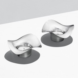 GEORG JENSEN waxinelichten COBRA RVS set 2 stuks