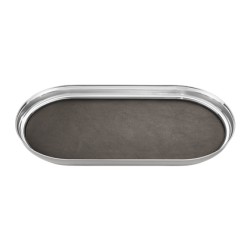 GEORG JENSEN dienblad RVS met leerinleg MANHATTAN 