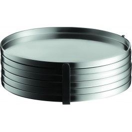 STELTON ARNE JACOBSEN onderzetters Cylinda RVS set 6 stuks STELTON ARNE JACOBSEN onderzetters Cylinda RVS set 6 stuks