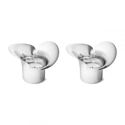 GEORG JENSEN waxinelichten BLOOM BOTANICA RVS set 2 stuks