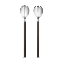 GEORG JENSEN saladebestek BERNADOTTE RVS + gerookt eiken set 2 dlg